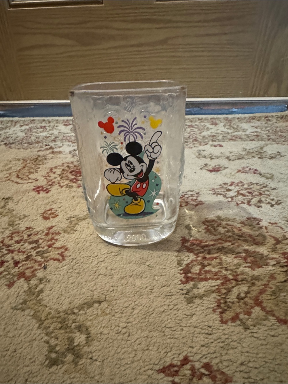 McDonald's Clear Glass Tumbler with Red, Yellow, Black and Green Accents